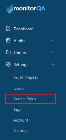 monitorQA Menu - Access roles