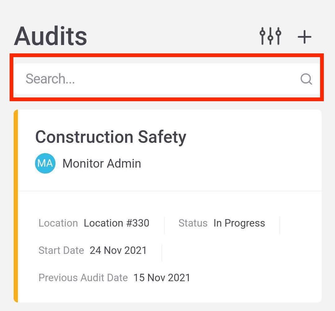Audits Screen - Search